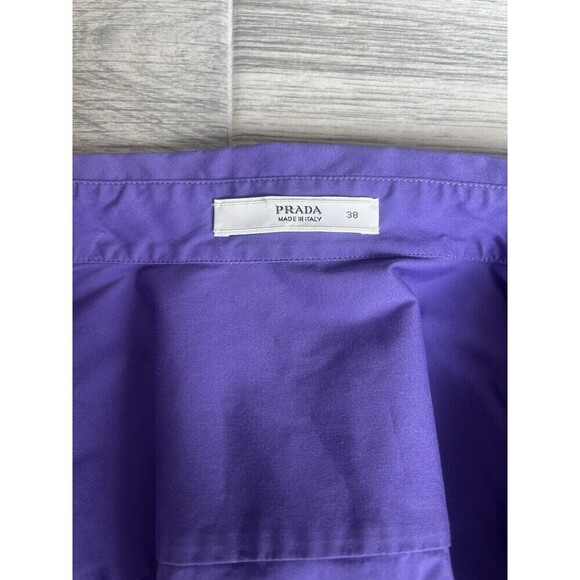 Prada Purple Button Up Cotton Blouse Women’s European Sz 38 EU Made in Italy A1 - Picture 7 of 8